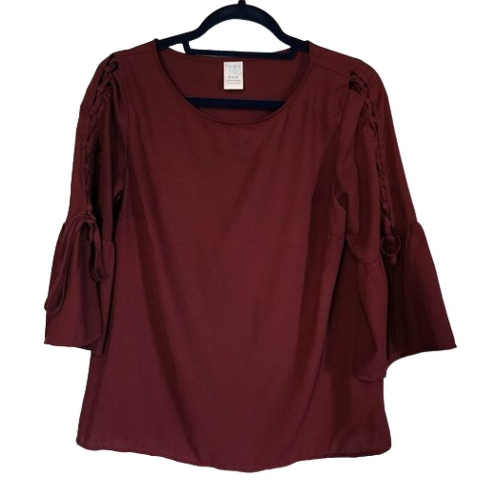 Time and Tru Maroon Blouse with Bell sleeves